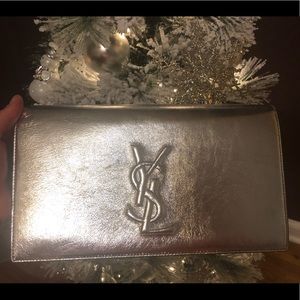 YSL Silver Clutch , brand new